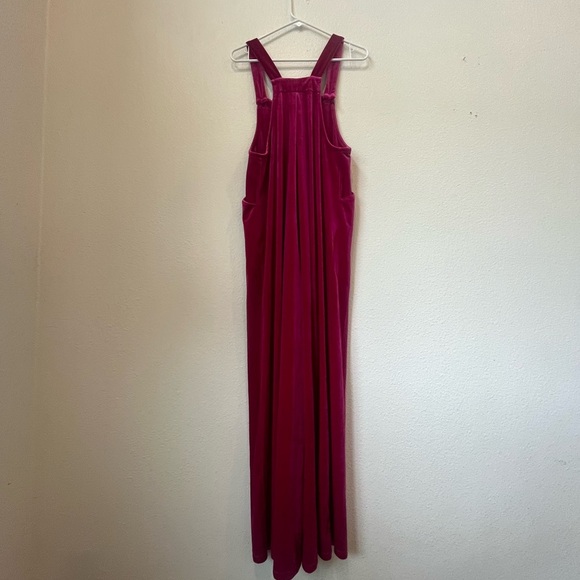 Skies Are Blue Pink Velvet Jumpsuit with Decorative Straps - Picture 7 of 9